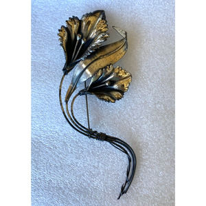 Vtg Sterling Silver Brooch Large Floral Bouquet Oversize 22 Grams Art Nouveau